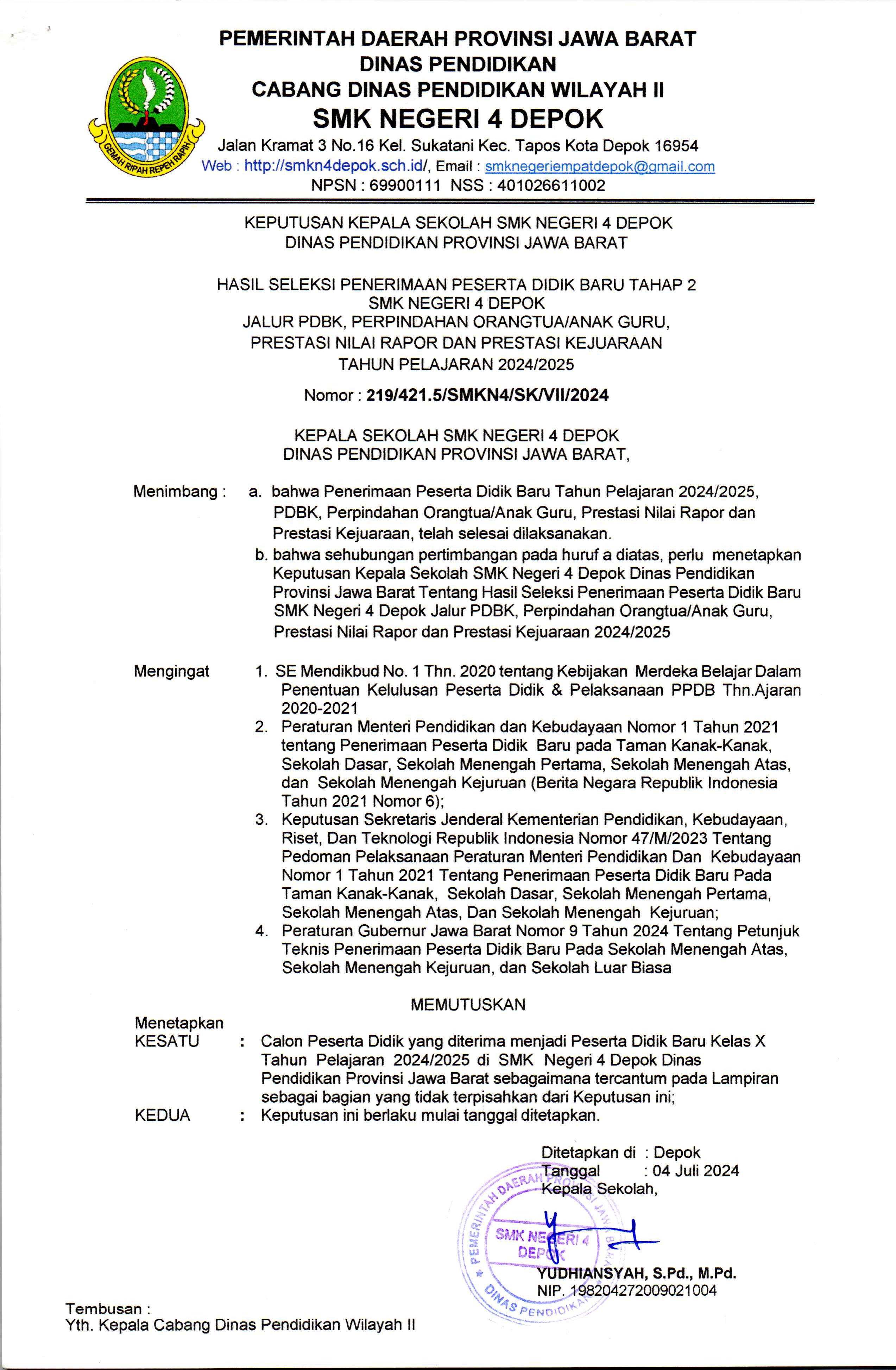 1 Hasil Seleksi PPDB Tahap 2