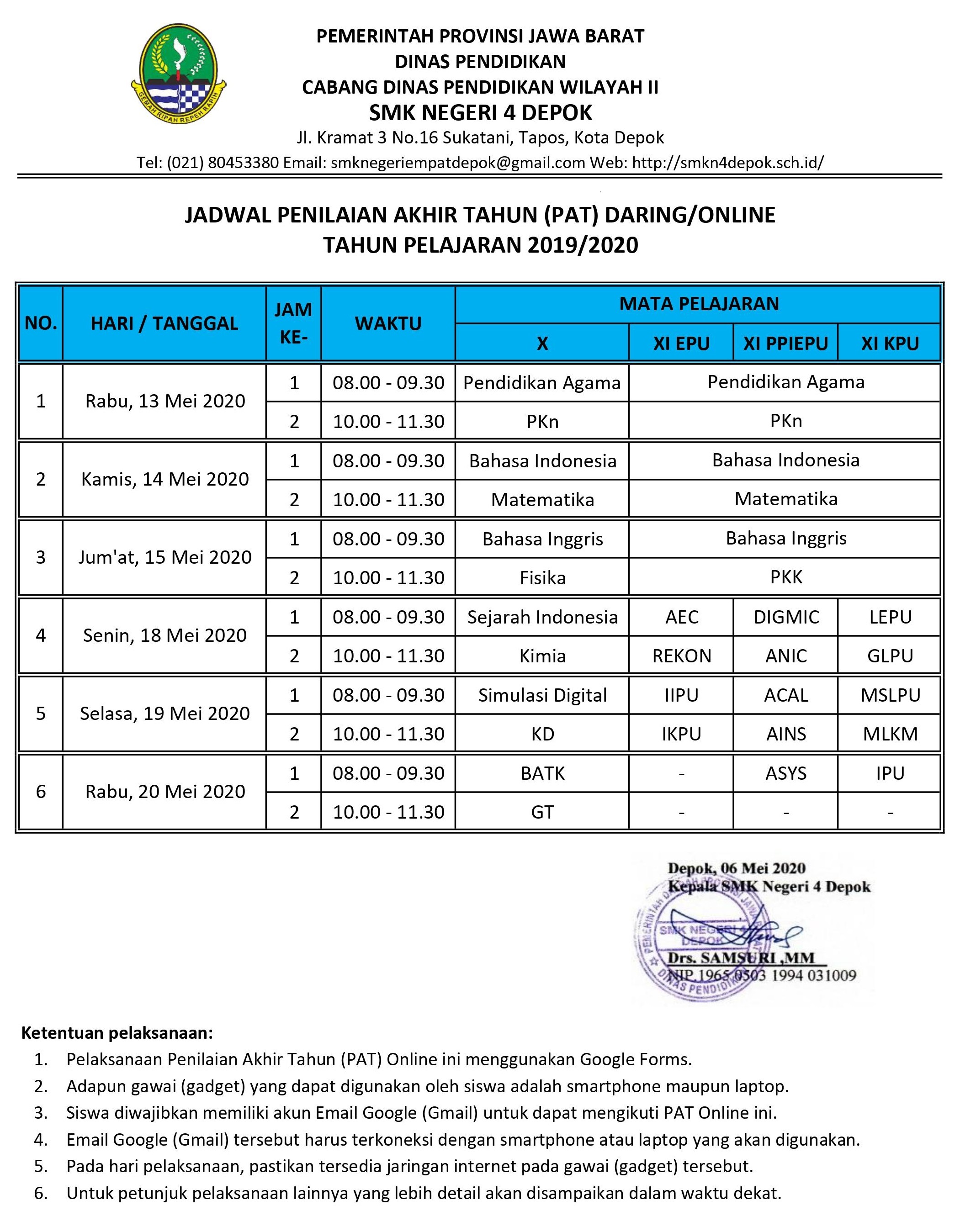 jadwal pat smkn4 1920